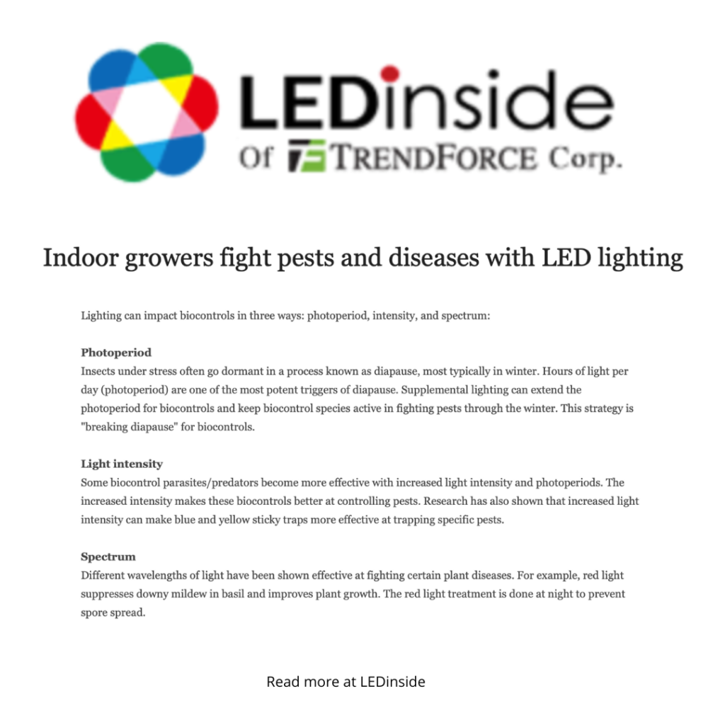 Indoor growers fight pests and diseases with LED lighting - via LEDinside 